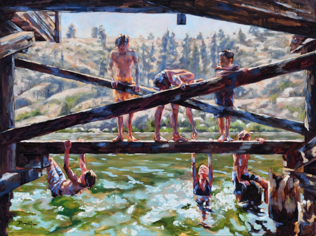 Dominique Walker Skaha-Lake-Trestle-30x40-dominique-walker-ian-tan-fine-art-gallery-vancouver Ian Tan Gallery